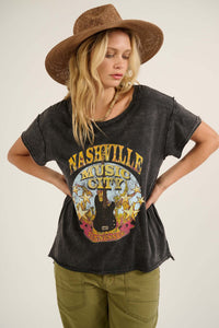 Nashville Music City Vintage-Wash Graphic Tee - ShopPromesa