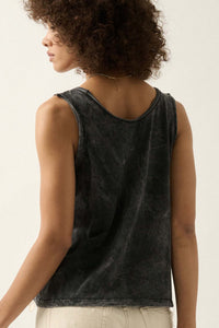 Tanks a Lot Vintage-Wash Raw-Edge Tank Top - ShopPromesa