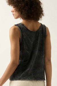 Tanks a Lot Vintage-Wash Raw-Edge Tank Top - ShopPromesa