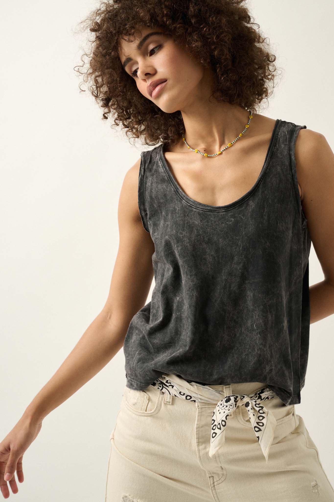 Tanks a Lot Vintage-Wash Raw-Edge Tank Top - ShopPromesa