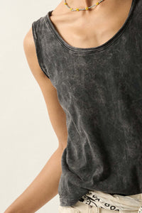 Tanks a Lot Vintage-Wash Raw-Edge Tank Top - ShopPromesa