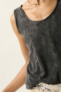 Tanks a Lot Vintage-Wash Raw-Edge Tank Top - ShopPromesa