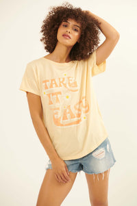 Take It Easy Vintage-Wash Graphic Tee - ShopPromesa