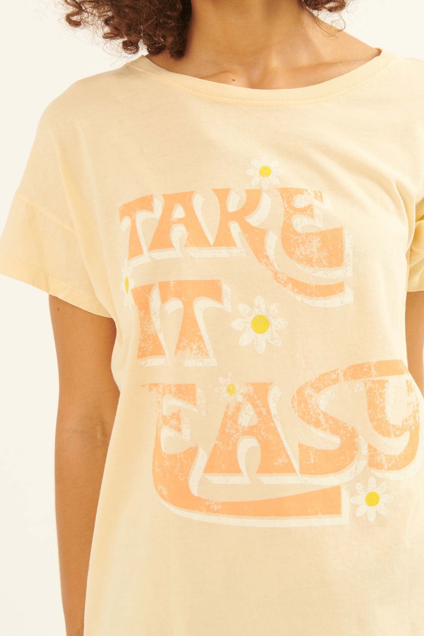 Take It Easy Vintage-Wash Graphic Tee - ShopPromesa