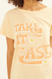 Take It Easy Vintage-Wash Graphic Tee - ShopPromesa