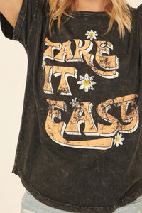 Take It Easy Vintage-Wash Graphic Tee - ShopPromesa