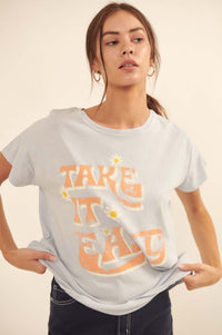 Take It Easy Vintage-Wash Graphic Tee - ShopPromesa