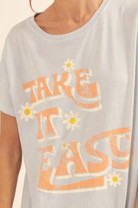 Take It Easy Vintage-Wash Graphic Tee - ShopPromesa