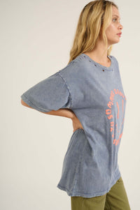 Lazy Summer Days Distressed Puff-Print Graphic Tee - ShopPromesa