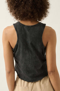 Real Talk Vintage-Wash Lettuce-Edge Tank Top - ShopPromesa