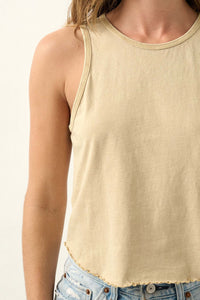 Real Talk Vintage-Wash Lettuce-Edge Tank Top - ShopPromesa