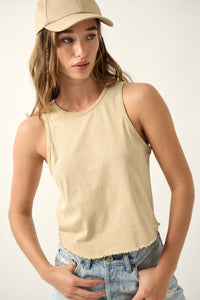 Real Talk Vintage-Wash Lettuce-Edge Tank Top - ShopPromesa