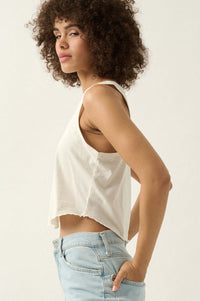 Real Talk Vintage-Wash Lettuce-Edge Tank Top - ShopPromesa