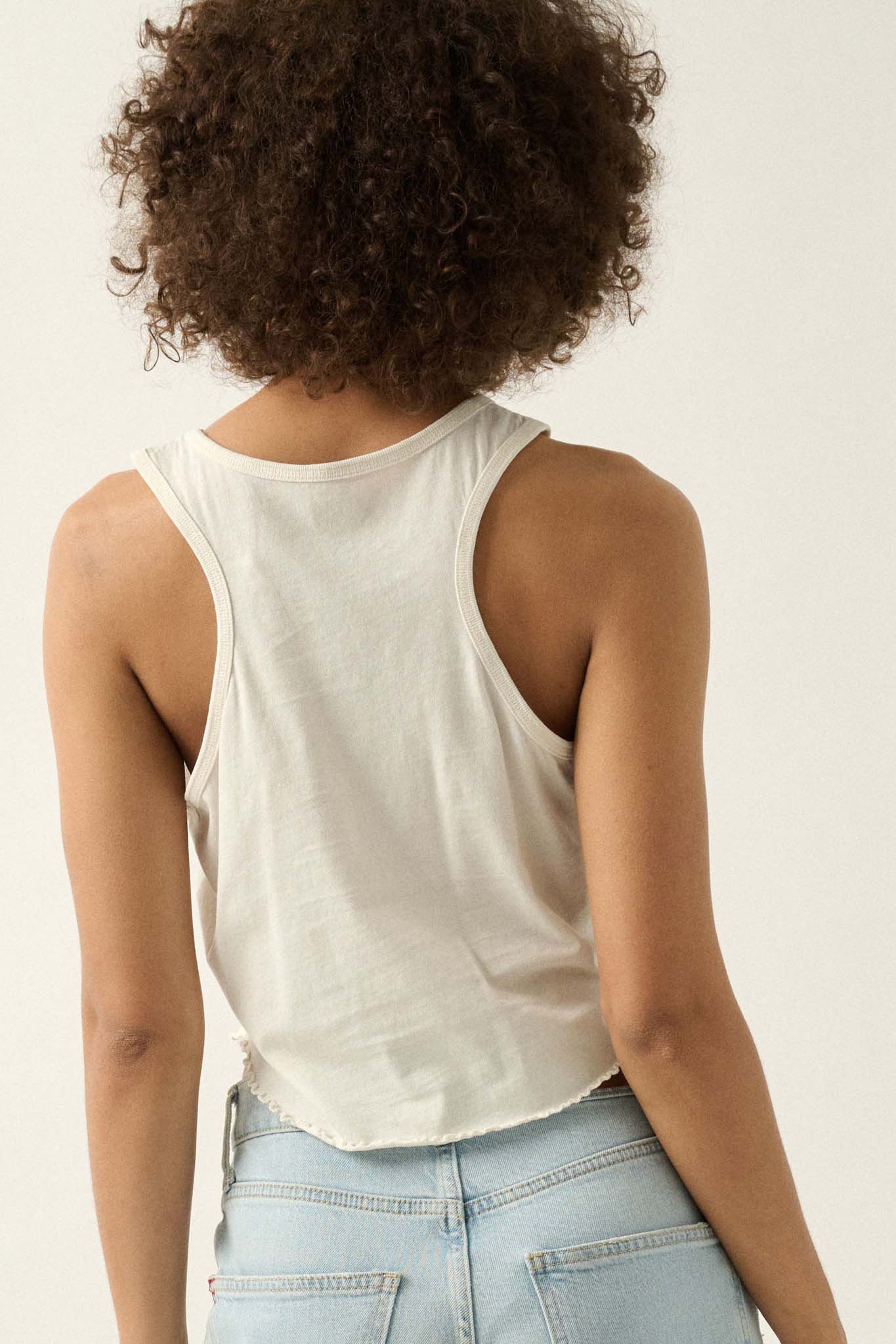 Real Talk Vintage-Wash Lettuce-Edge Tank Top - ShopPromesa