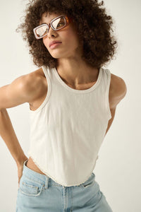 Real Talk Vintage-Wash Lettuce-Edge Tank Top - ShopPromesa