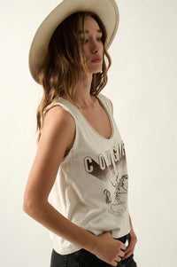 Cowgirl Vintage-Print Raw-Edge Tank Top - ShopPromesa