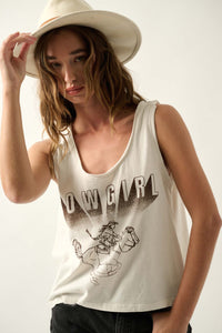 Cowgirl Vintage-Print Raw-Edge Tank Top - ShopPromesa