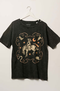 Rodeo Cowgirl Distressed Oversize Graphic Tee - ShopPromesa