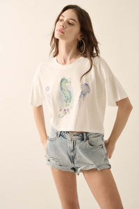 Enchanted Cove Cropped Seahorse Graphic Tee - ShopPromesa