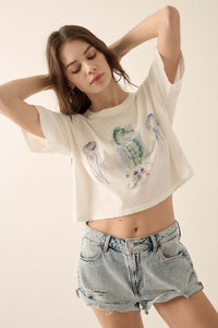 Enchanted Cove Cropped Seahorse Graphic Tee - ShopPromesa