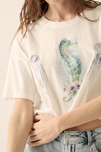 Enchanted Cove Cropped Seahorse Graphic Tee - ShopPromesa