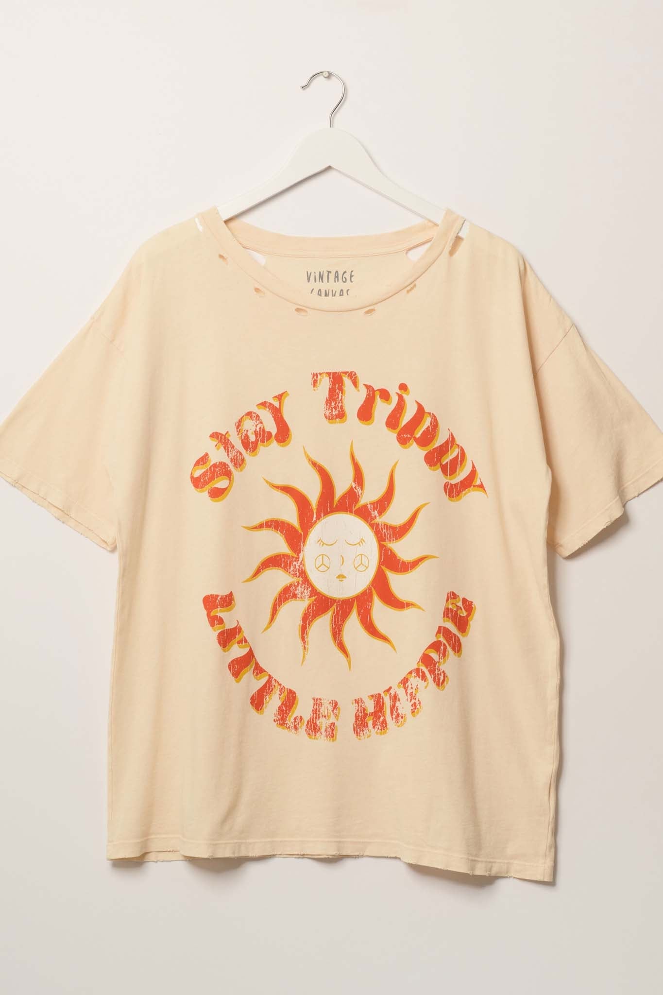 Stay Trippy Little Hippie Distressed Graphic Tee - ShopPromesa