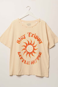 Stay Trippy Little Hippie Distressed Graphic Tee - ShopPromesa