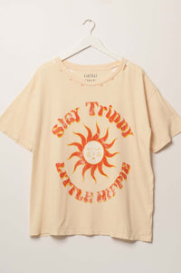 Stay Trippy Little Hippie Distressed Graphic Tee - ShopPromesa