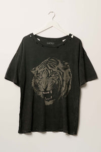 Tiger's Roar Oversized Distressed Graphic Tee - ShopPromesa