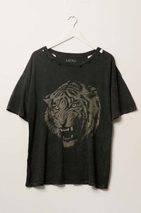 Tiger's Roar Oversized Distressed Graphic Tee - ShopPromesa