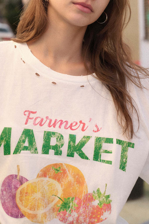 Farmer's Market Distressed Oversize Graphic Tee - ShopPromesa