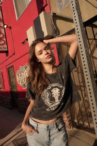 Nashville Angel Wings Guitar Cropped Graphic Tee - ShopPromesa