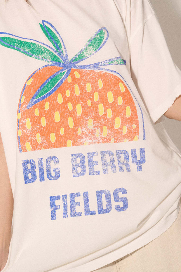 Big Berry Fields Distressed Oversize Graphic Tee - ShopPromesa