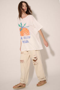 Big Berry Fields Distressed Oversize Graphic Tee - ShopPromesa