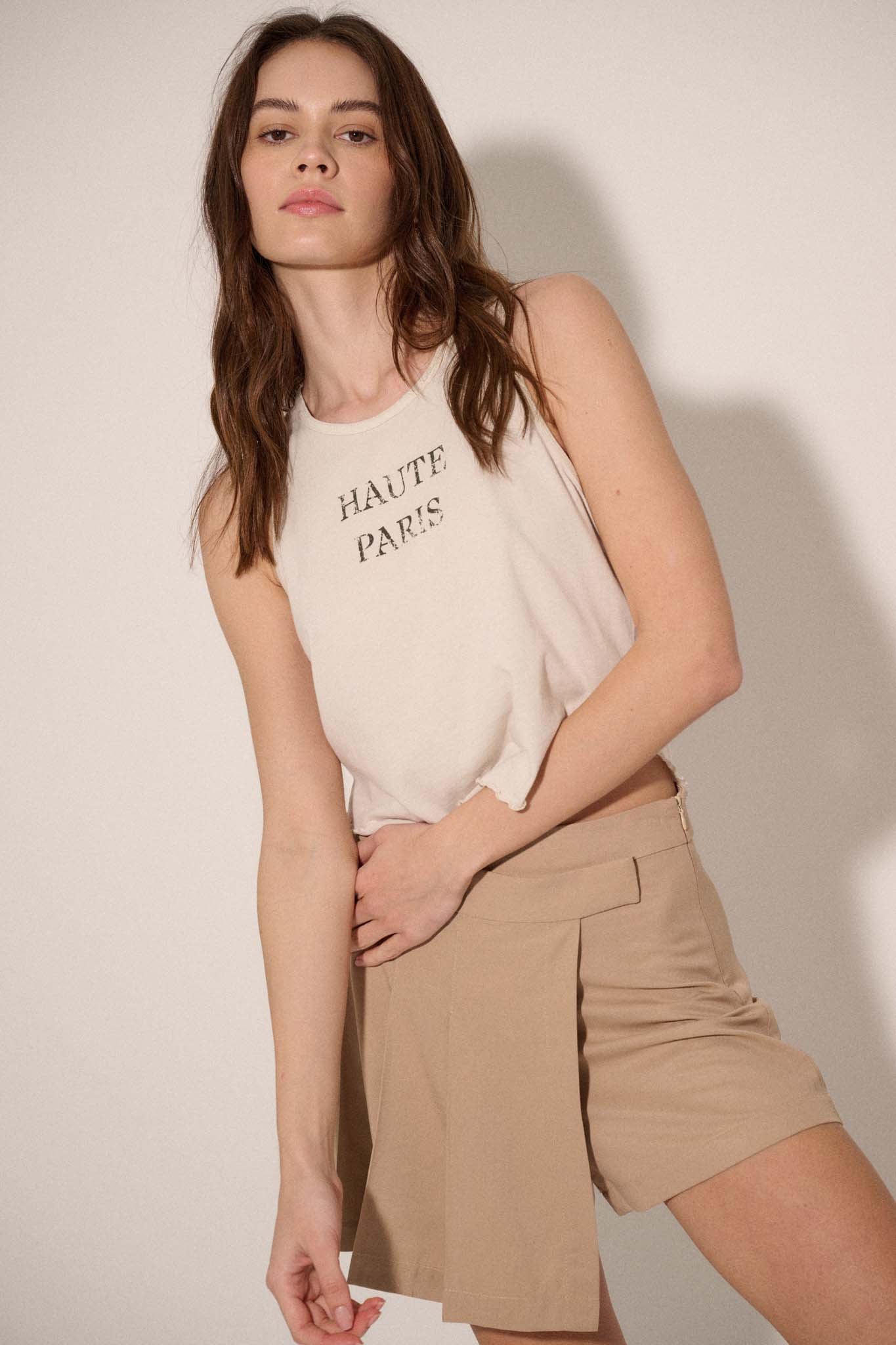 Haute Paris Lettuce-Edge Graphic Tank Top - ShopPromesa