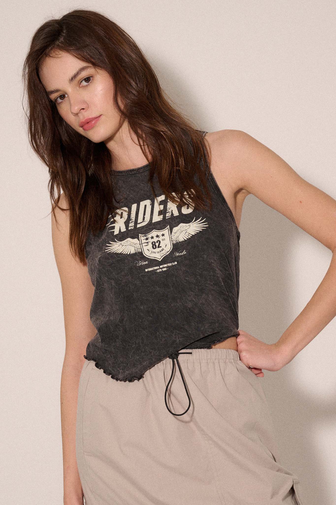 Riders Motorcycle Lettuce-Edge Graphic Tank Top - ShopPromesa