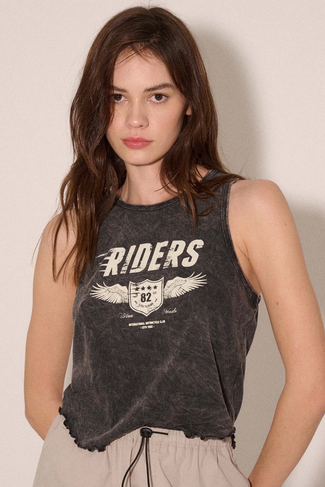 Riders Motorcycle Lettuce-Edge Graphic Tank Top - ShopPromesa