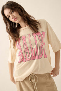 Malibu Distressed Oversize Graphic Tee - ShopPromesa