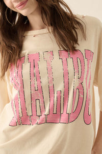 Malibu Distressed Oversize Graphic Tee - ShopPromesa