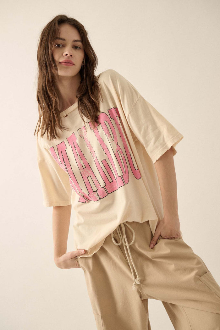 Malibu Distressed Oversize Graphic Tee - ShopPromesa