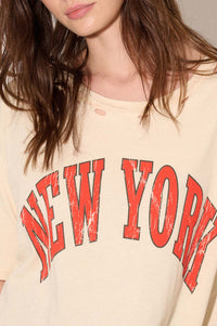 New York Distressed Oversize Graphic Tee - ShopPromesa