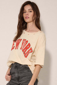 New York Distressed Oversize Graphic Tee - ShopPromesa