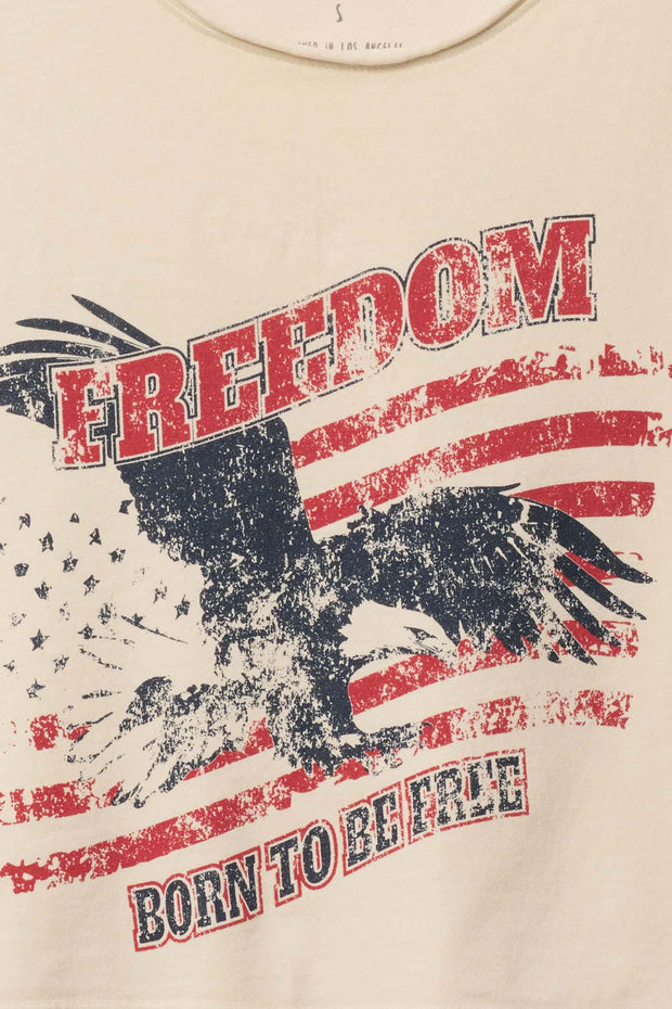 Freedom Vintage-Wash Raw-Edge Graphic Tank Top - ShopPromesa
