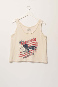 Freedom Vintage-Wash Raw-Edge Graphic Tank Top - ShopPromesa