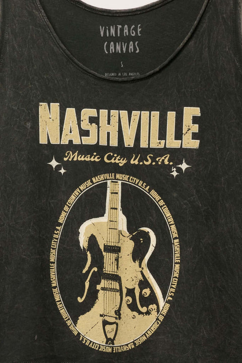 Nashville Guitar Raw-Edge Graphic Tank Top - ShopPromesa