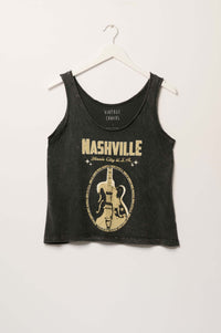 Nashville Guitar Raw-Edge Graphic Tank Top - ShopPromesa