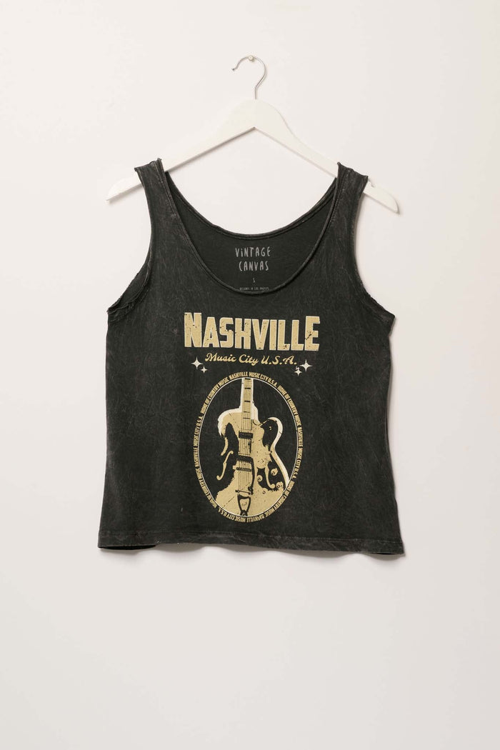 Nashville Guitar Raw-Edge Graphic Tank Top - ShopPromesa