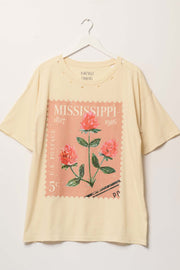 Mississippi Stamp Distressed Oversize Graphic Tee - ShopPromesa