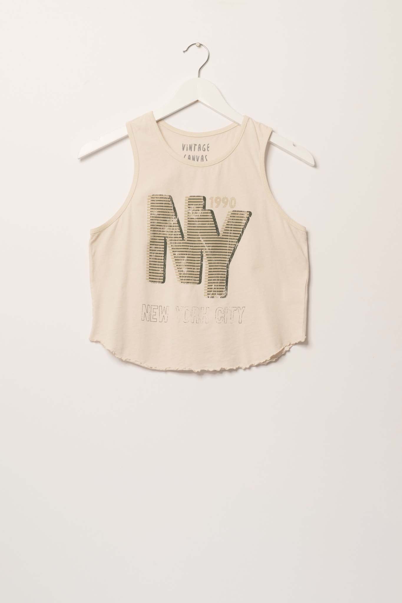 NY 1990 Lettuce-Edge Graphic Tank Top - ShopPromesa