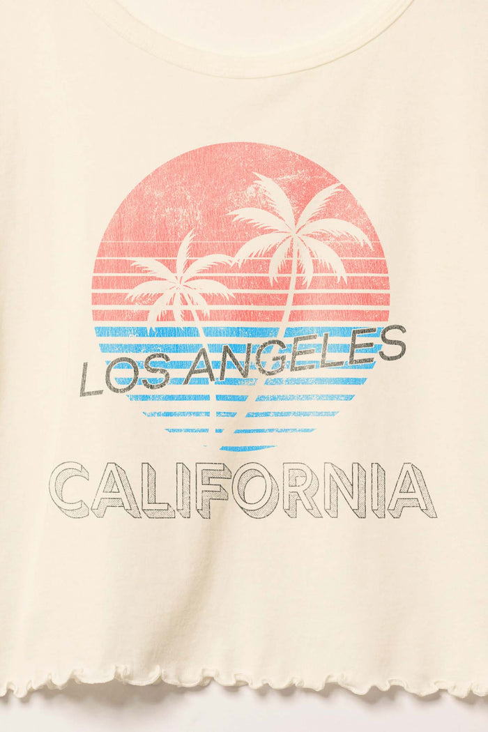 Los Angeles Cropped Lettuce-Edge Graphic Baby Tee - ShopPromesa